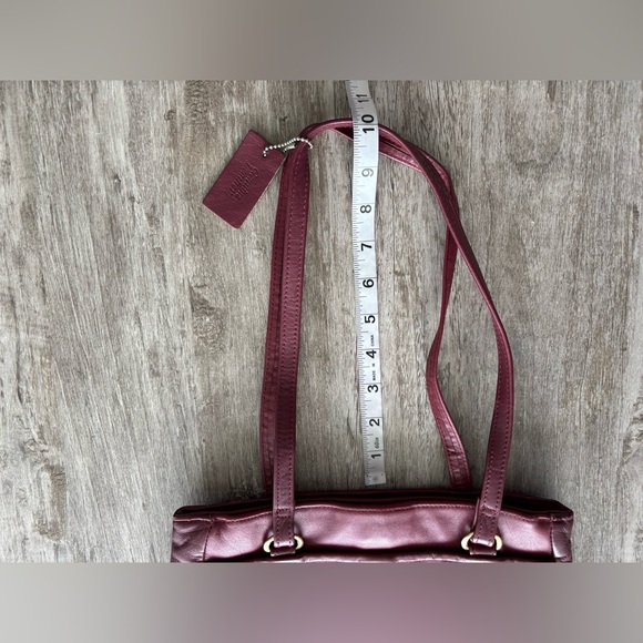 Vintage Handbag Burgundy Leather Purse Shoulder Bag Double Straps 90s - Picture 9 of 9